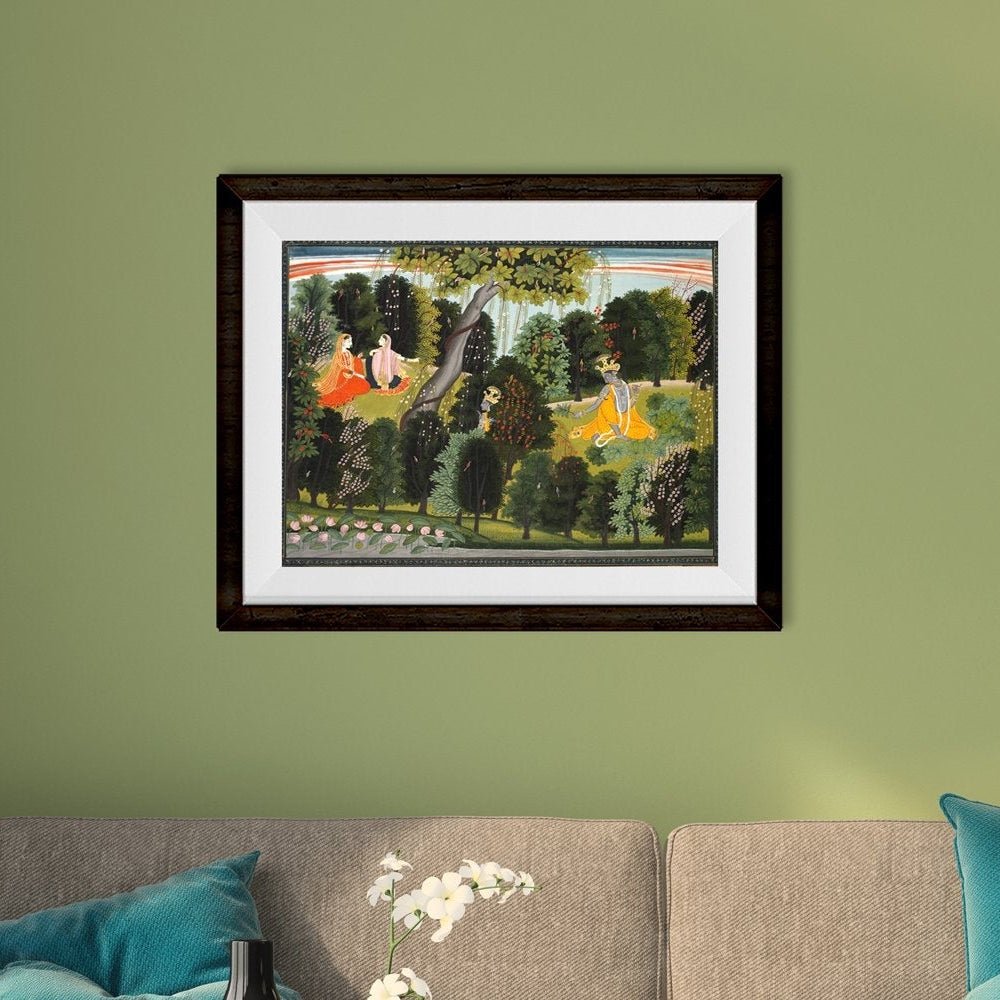 Krishna Waiting For Radha Painting - Meri Deewar 4 : 3 Horizontal Premium Wall Art Canvas by MeriDeewar