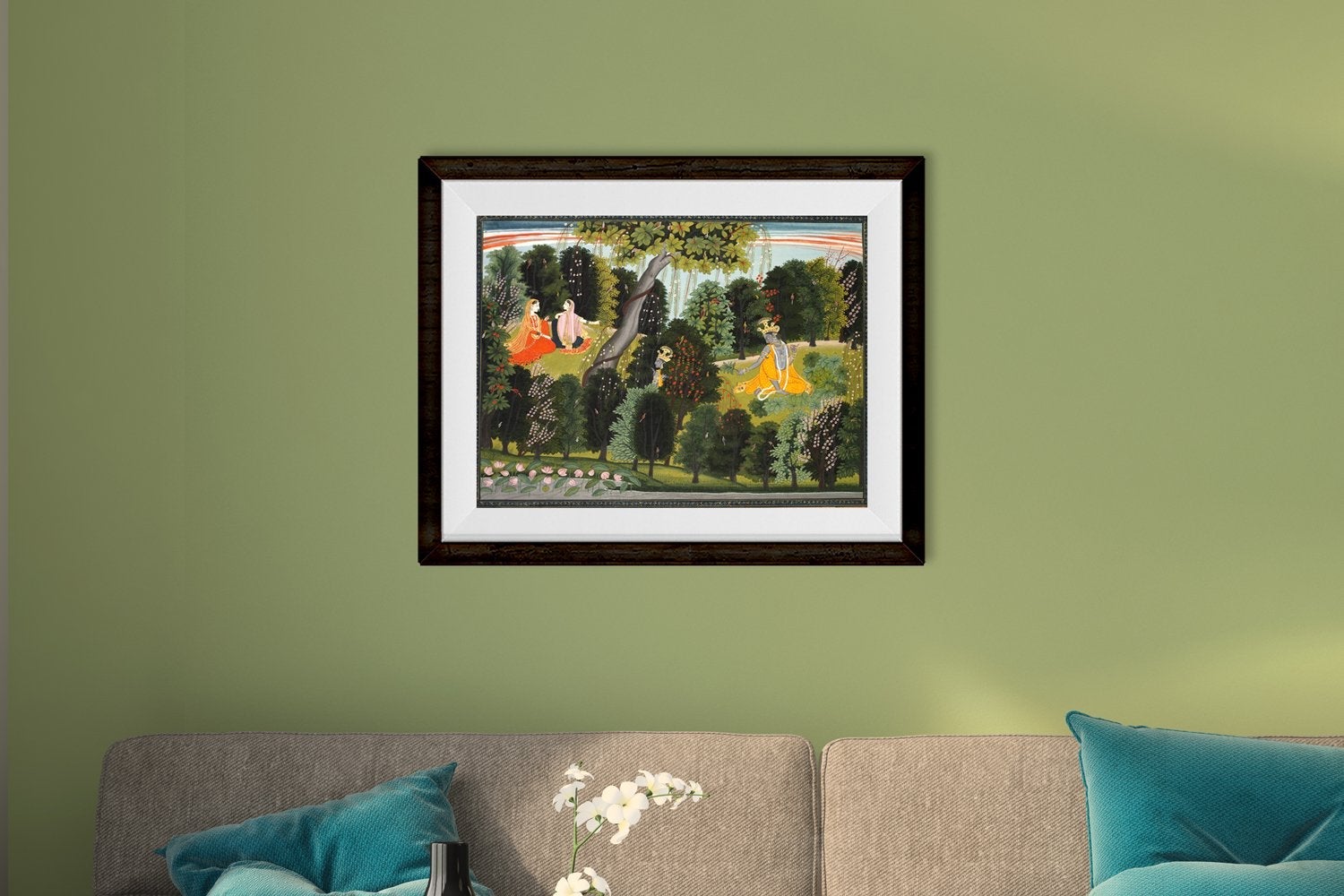 Krishna Waiting For Radha Painting - Meri Deewar 4 : 3 Horizontal Premium Wall Art Canvas by MeriDeewar