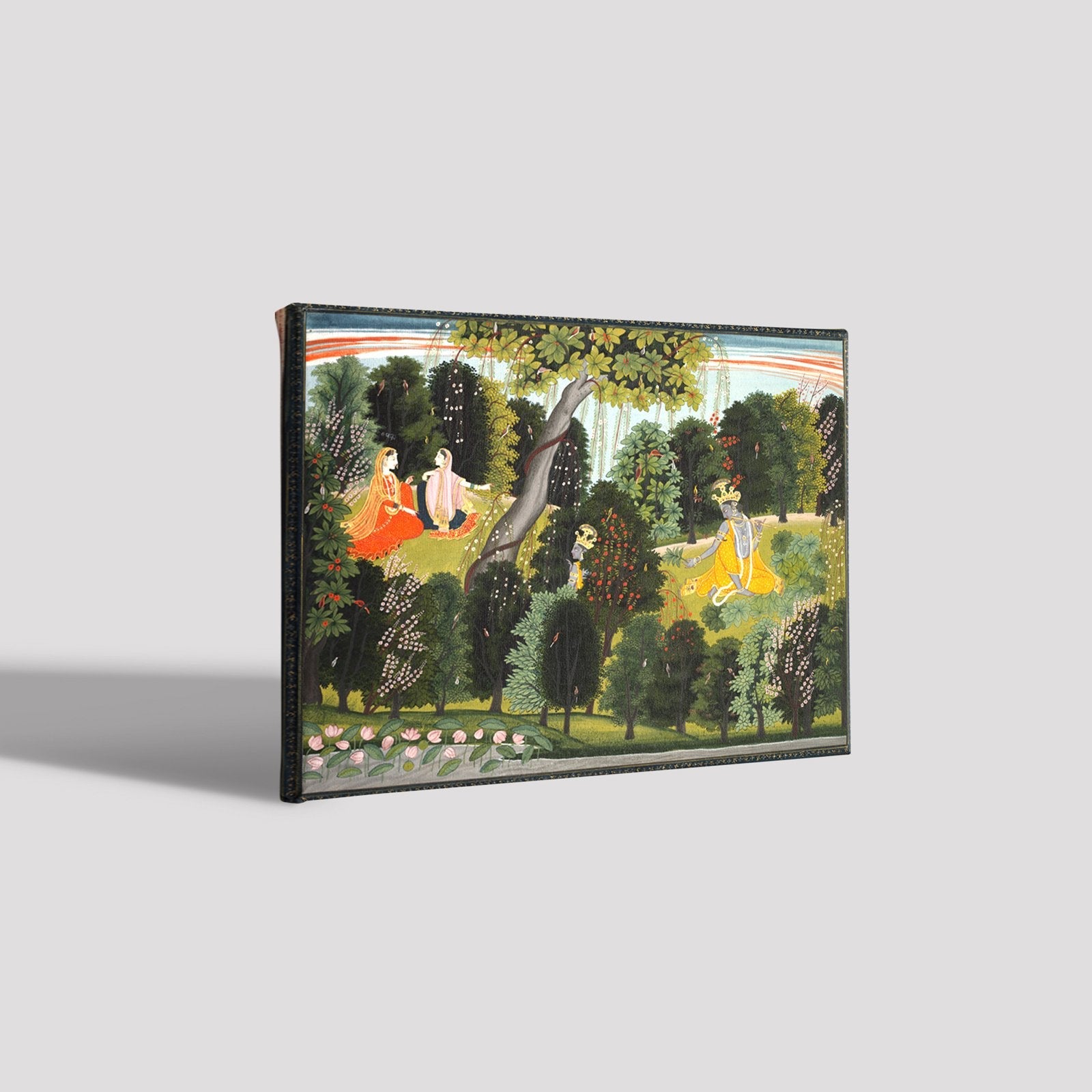 Krishna Waiting For Radha Painting - Meri Deewar 4 : 3 Horizontal Premium Wall Art Canvas by MeriDeewar