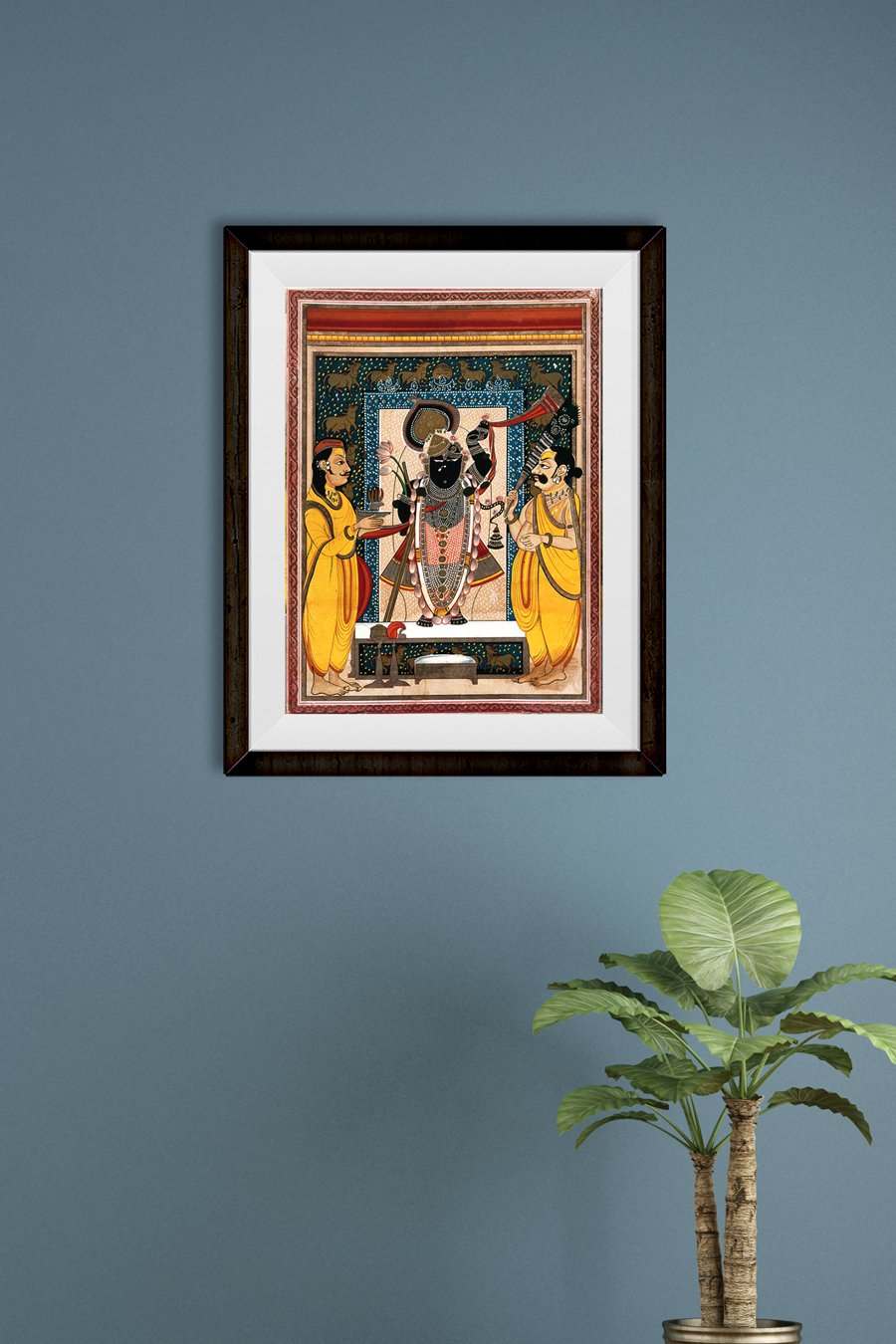 Krishna with two worshippers Painting - Meri Deewar 3 : 4 Vertical Premium Wall Art Canvas by MeriDeewar
