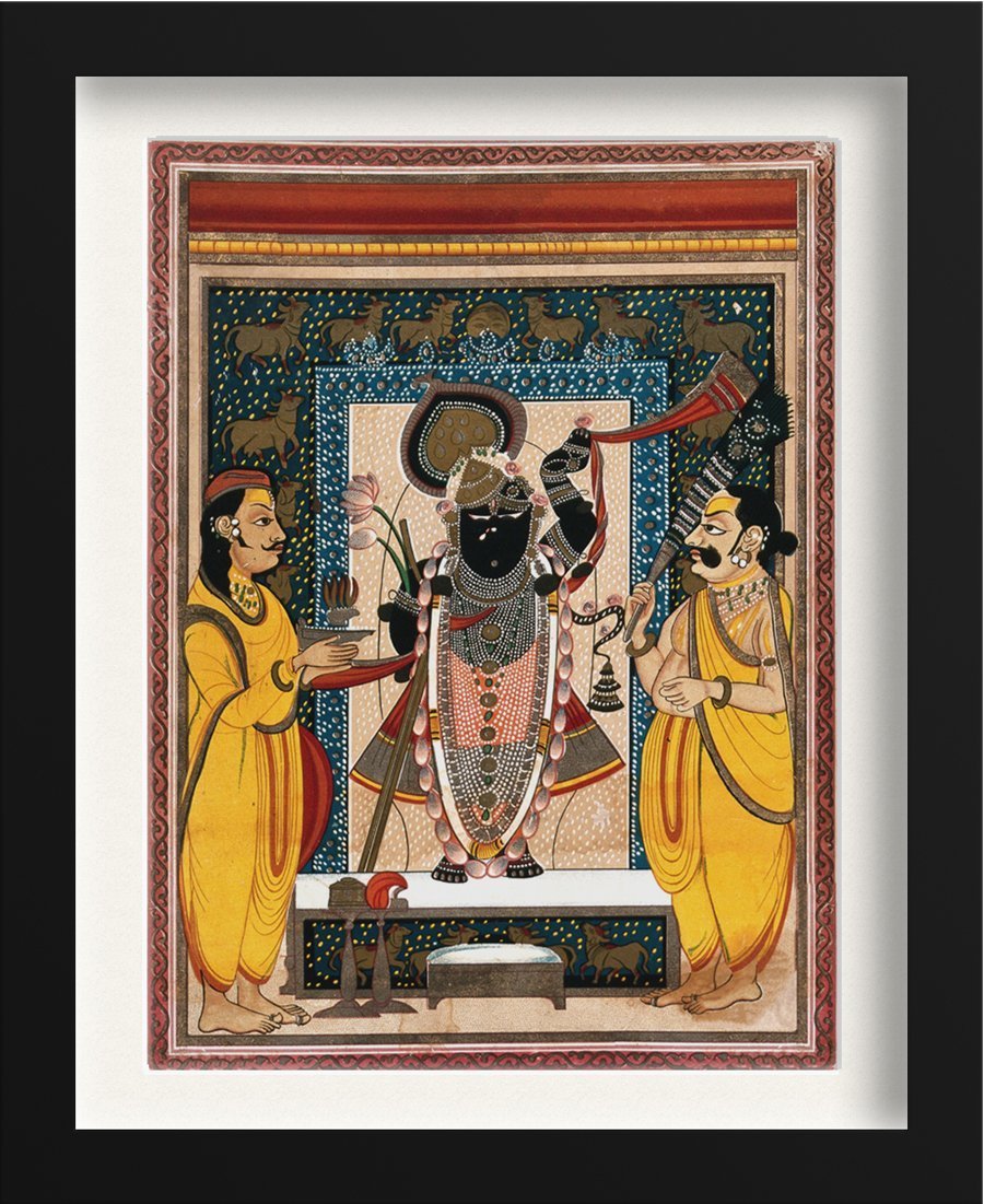 Krishna with two worshippers Painting - Meri Deewar 3 : 4 Vertical Premium Wall Art Canvas by MeriDeewar