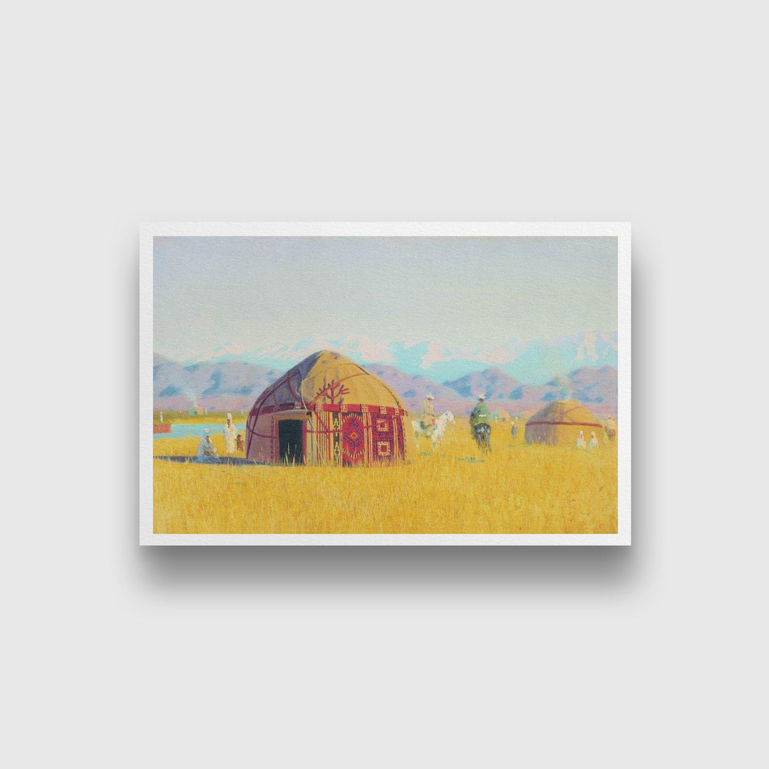 Kyrgyz tent on the chu river-Meri Deewar Painting - Meri Deewar 3 : 2 Horizontal Premium Wall Art Canvas by MeriDeewar