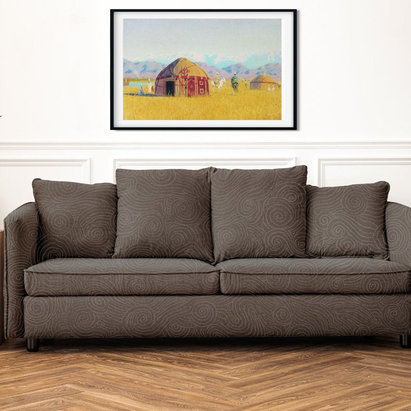 Kyrgyz tent on the chu river-Meri Deewar Painting - Meri Deewar 3 : 2 Horizontal Premium Wall Art Canvas by MeriDeewar