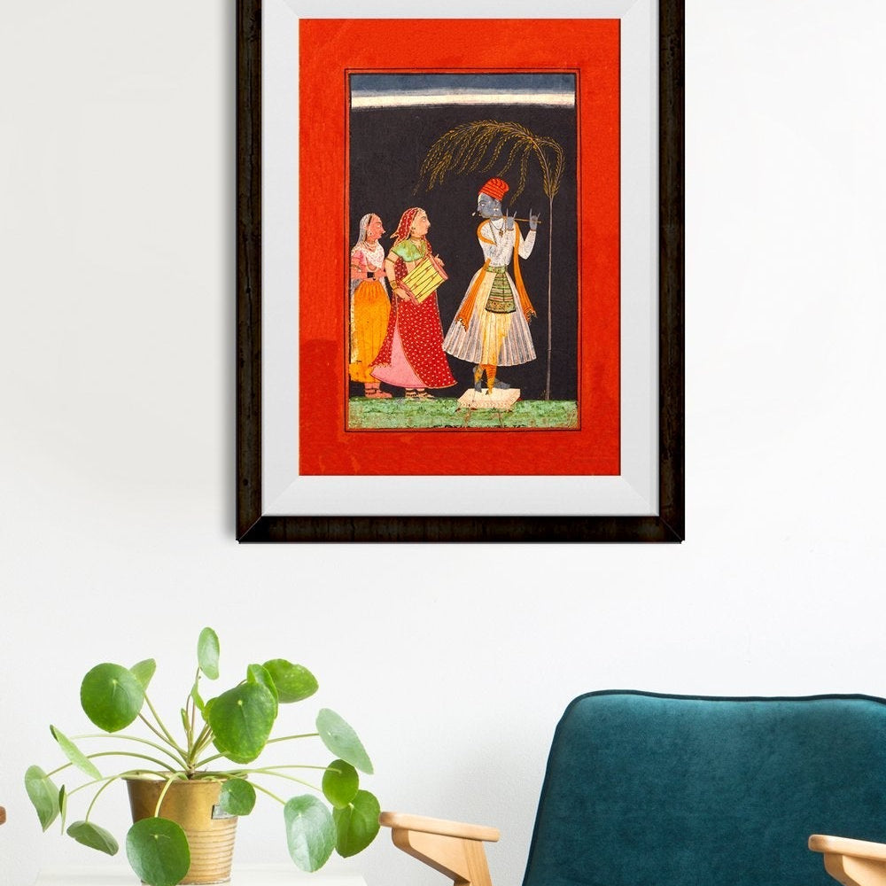 Lahula Ragaputra, Son of Dipak Raga, Folio from a Ragamala (Garland of Melodies) Painting - Meri Deewar 3 : 4.2 Vertical Premium Wall Art Canvas by MeriDeewar