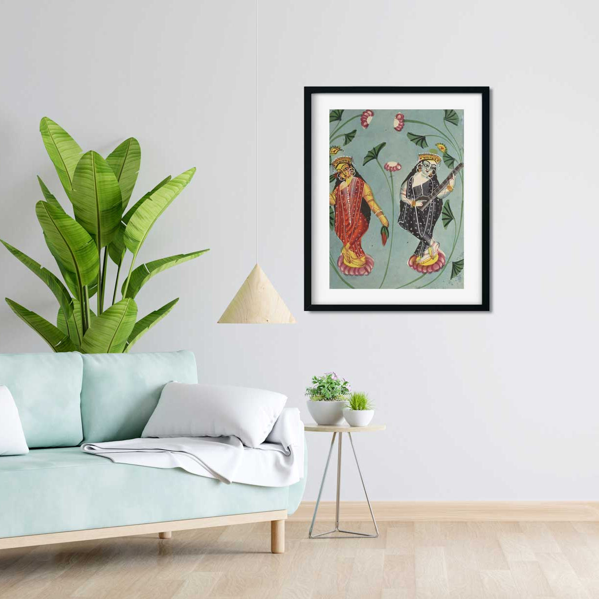 Lakshmi And Sarasvati Painting 5 : 6 Vertical Premium Wall Art Canvas by MeriDeewar