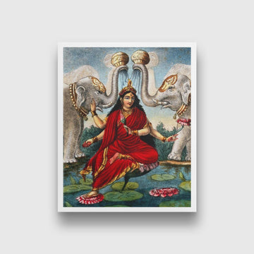 Lakshmi being anointed by the elephants of the directions Painting - Meri Deewar 4 :5 Vertical Premium Wall Art Canvas by MeriDeewar