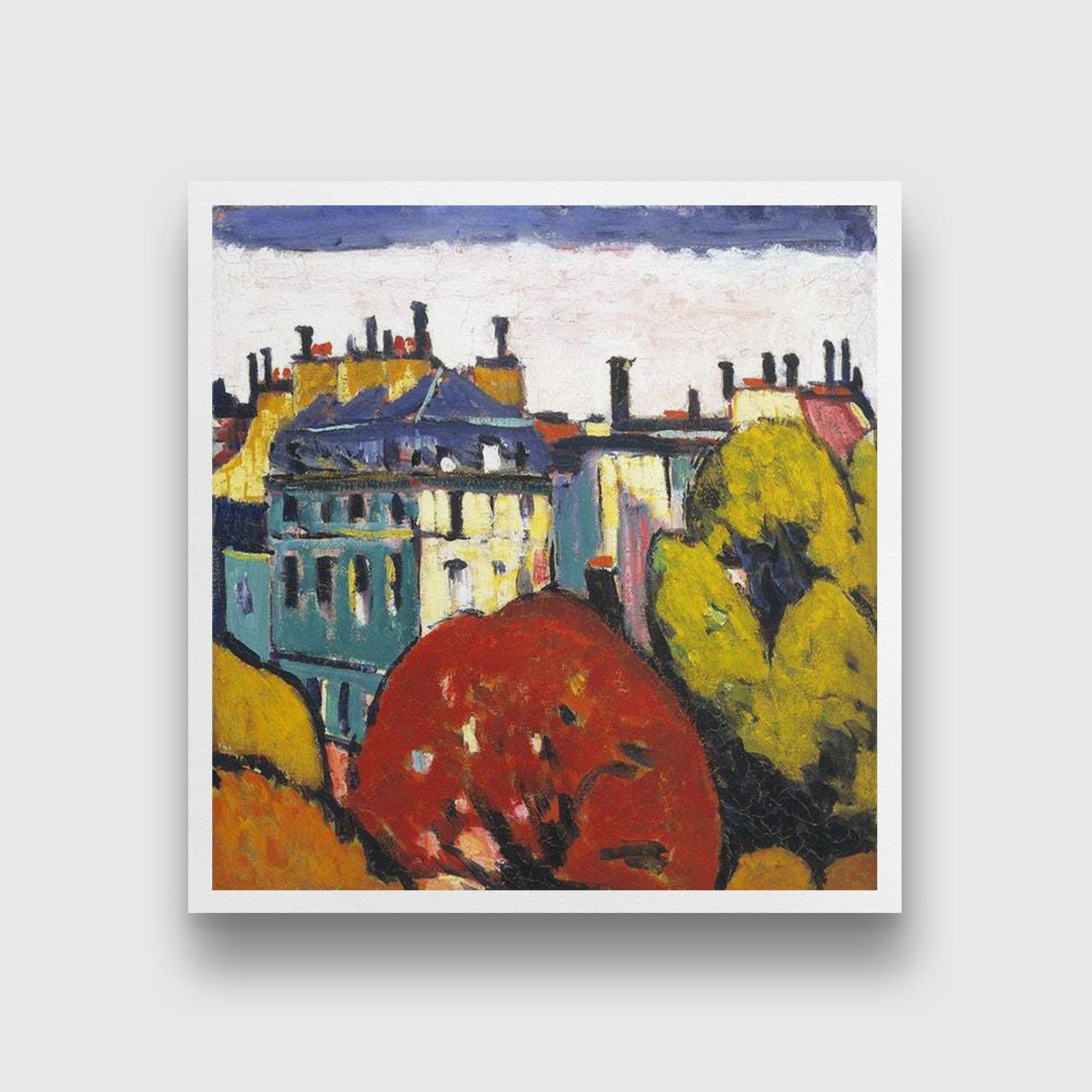 Landscape, Paris Henry Lyman Saÿen Painting - MeriDeewar 1 : 1 Square Premium Wall Art Canvas by MeriDeewar