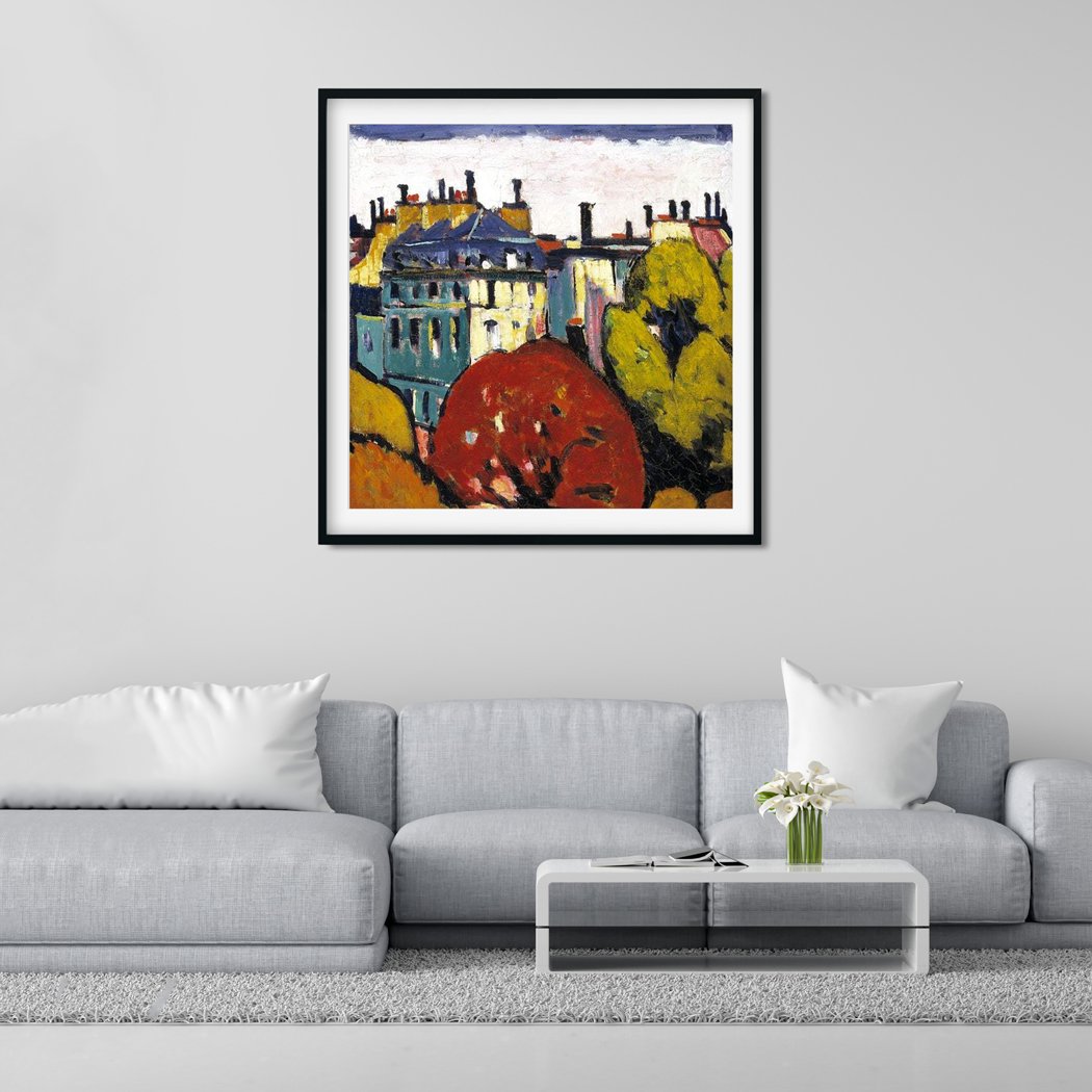 Landscape, Paris Henry Lyman Saÿen Painting - MeriDeewar 1 : 1 Square Premium Wall Art Canvas by MeriDeewar