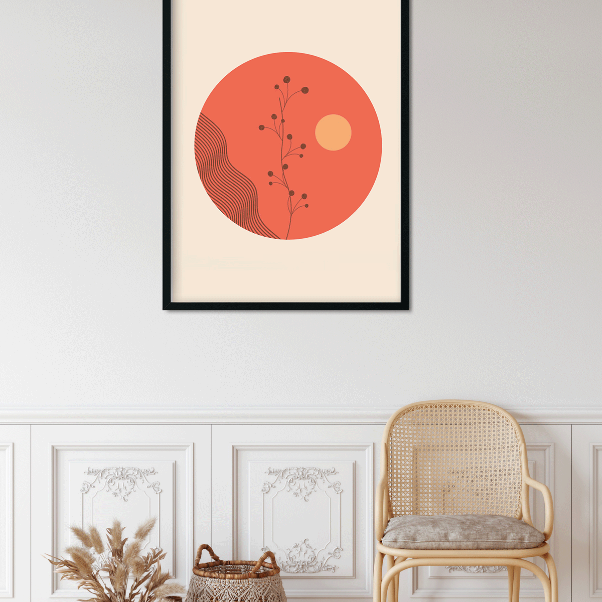Landscapes Boho modern nature Painting 4 X 5.5 Vertical Premium Wall Art Canvas by MeriDeewar