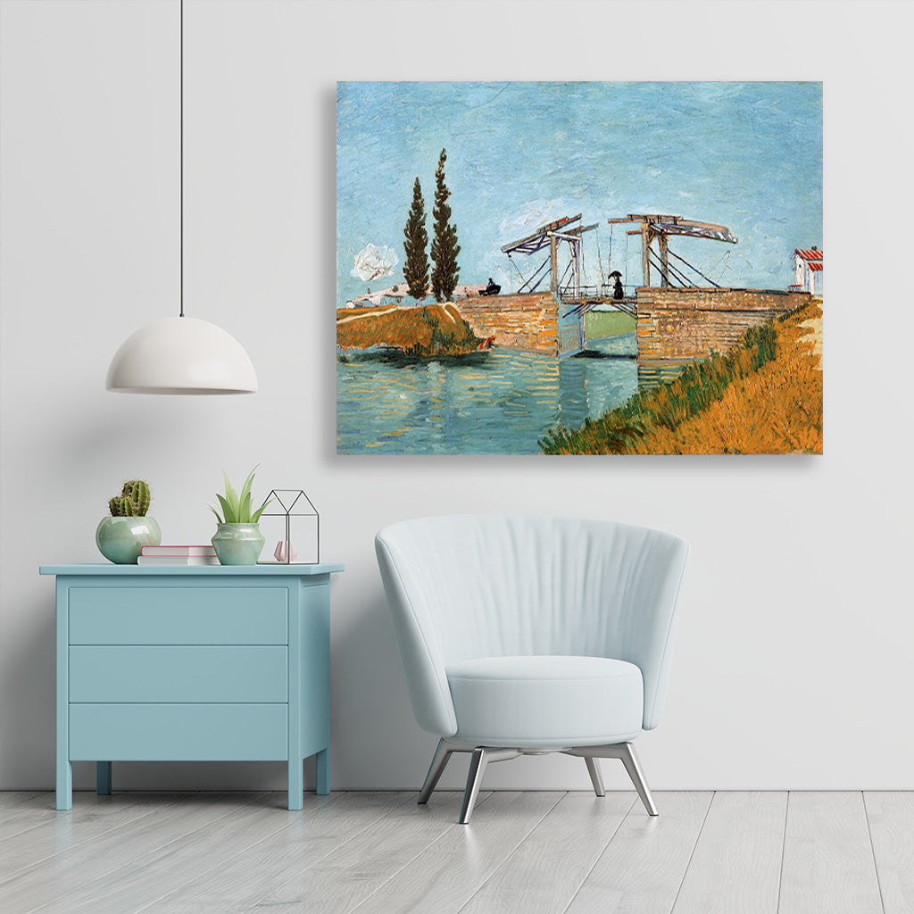 Langlois Bridge at Arles (1888) famous painting 5 : 4 Horizontal Premium Wall Art Canvas by MeriDeewar