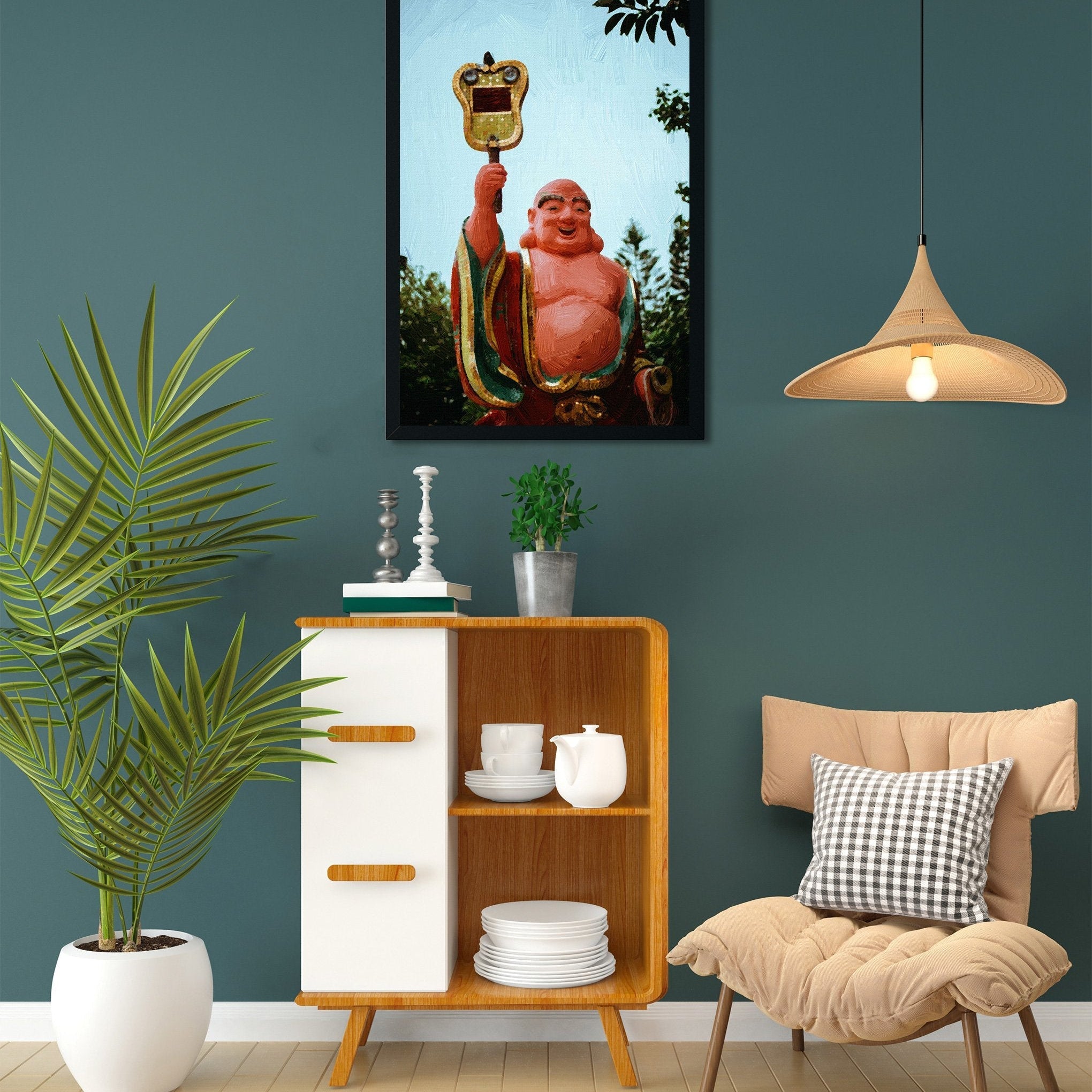 Laughing Buddha Painting - Meri Deewar 2 : 3 Vertical Premium Wall Art Canvas by MeriDeewar