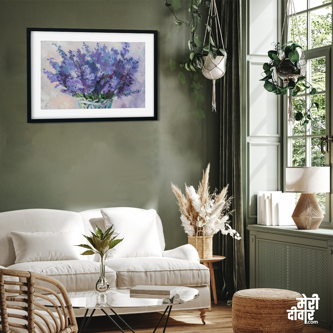 Lavender Bouquet Oil Painting 3 : 2 Horizontal Premium Wall Art Canvas by MeriDeewar