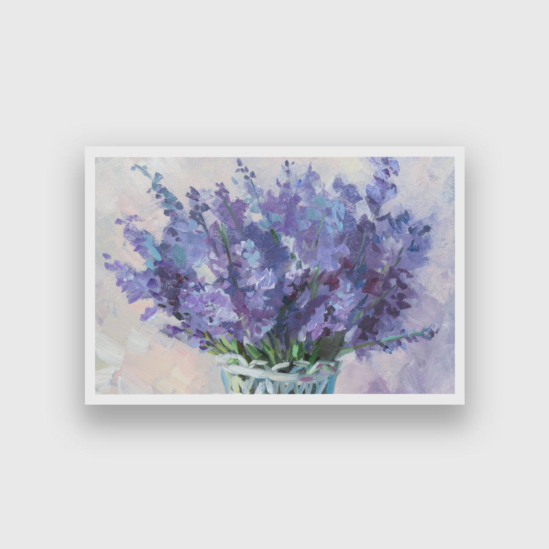 Lavender Bouquet Oil Painting 3 : 2 Horizontal Premium Wall Art Canvas by MeriDeewar