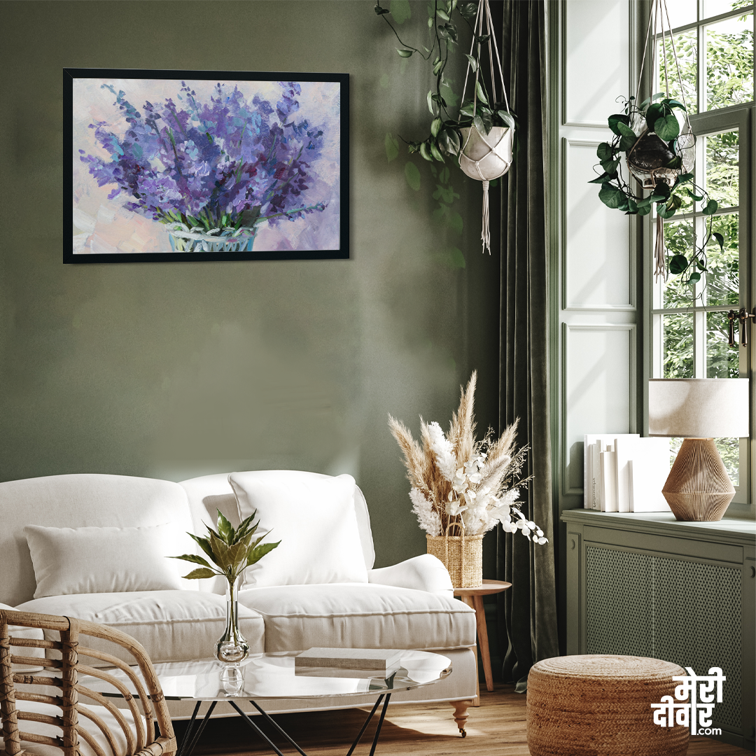 Lavender Bouquet Oil Painting 3 : 2 Horizontal Premium Wall Art Canvas by MeriDeewar