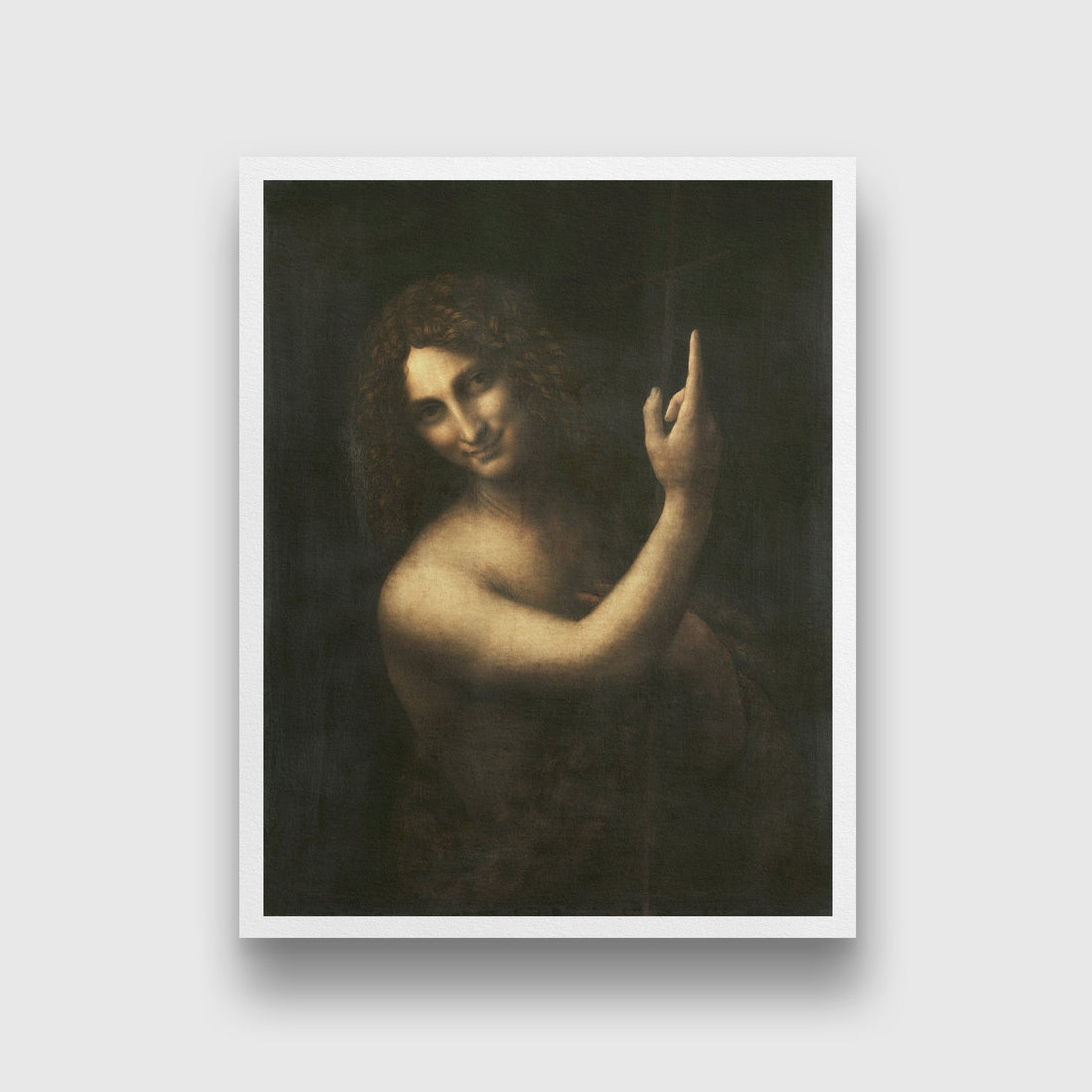 Leonardo da Vinci's Saint John the Baptist Painting - Meri Deewar 4 :5 Vertical Premium Wall Art Canvas by MeriDeewar