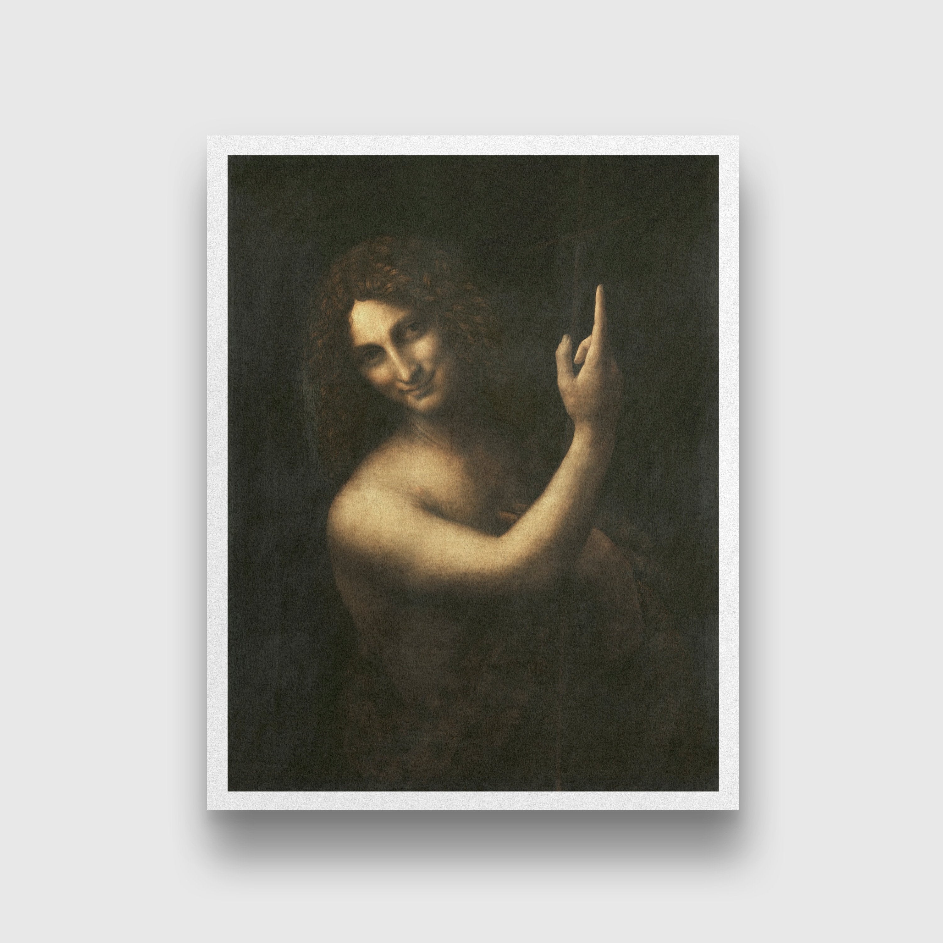 Leonardo da Vinci's Saint John the Baptist Painting - Meri Deewar 4 :5 Vertical Premium Wall Art Canvas by MeriDeewar