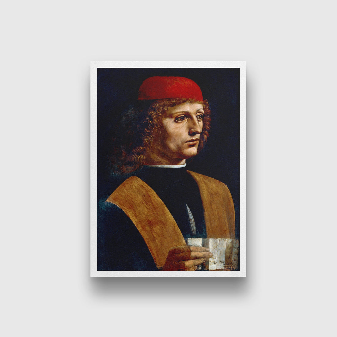 Leonardo da Vinci's The Portrait of a Musician Painting - Meri Deewar 2 : 3 Vertical Premium Wall Art Canvas by MeriDeewar