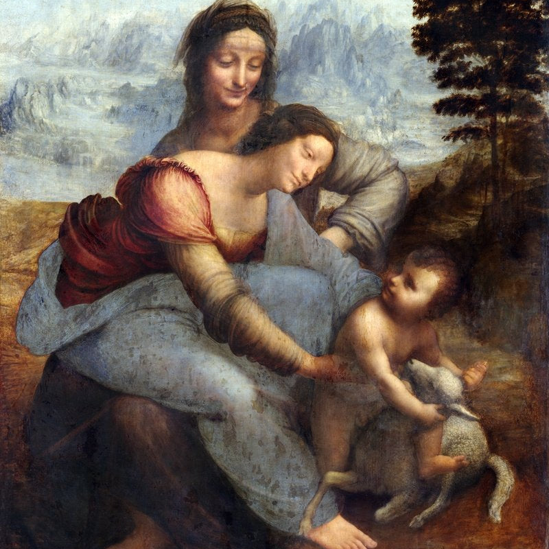 Leonardo da Vinci's The Virgin and Child with Saint Anne Painting - Meri Deewar 2 : 3 Vertical Premium Wall Art Canvas by MeriDeewar