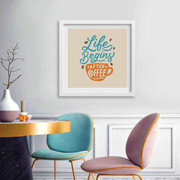 Life begins after Coffee Poster Poster A3 / Poster Premium Wall Art Canvas by MeriDeewar