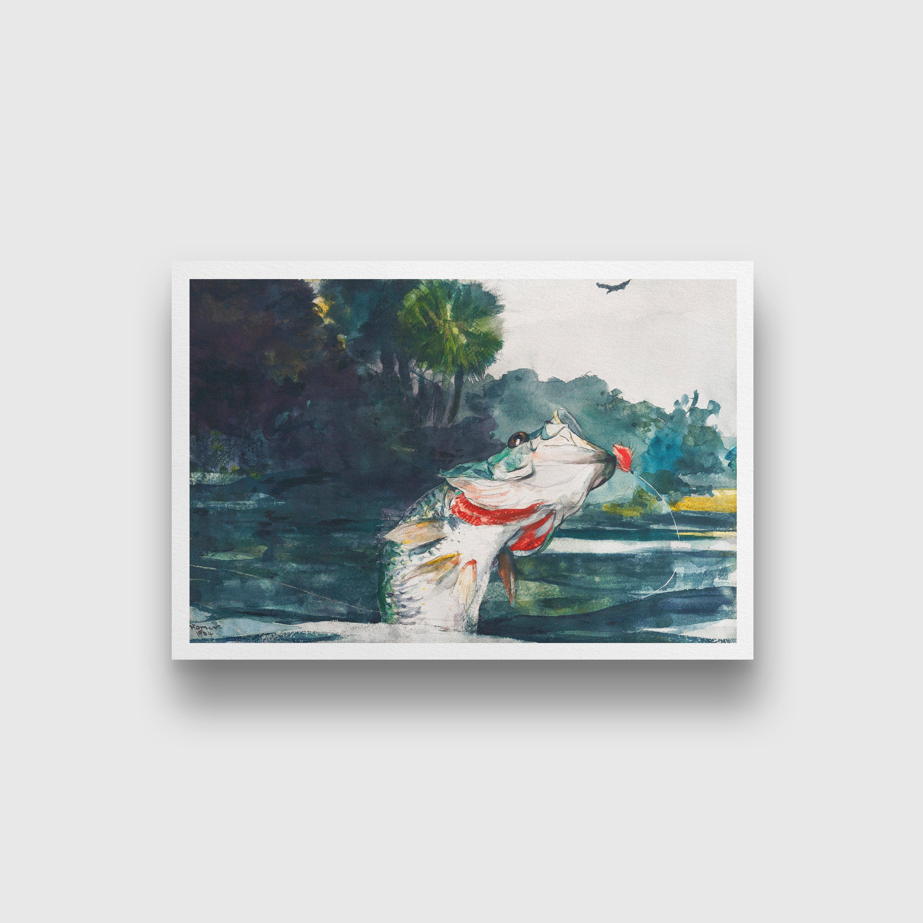 Life Size Black Bass painting - Meri Deewar 3 : 2 Horizontal Premium Wall Art Canvas by MeriDeewar