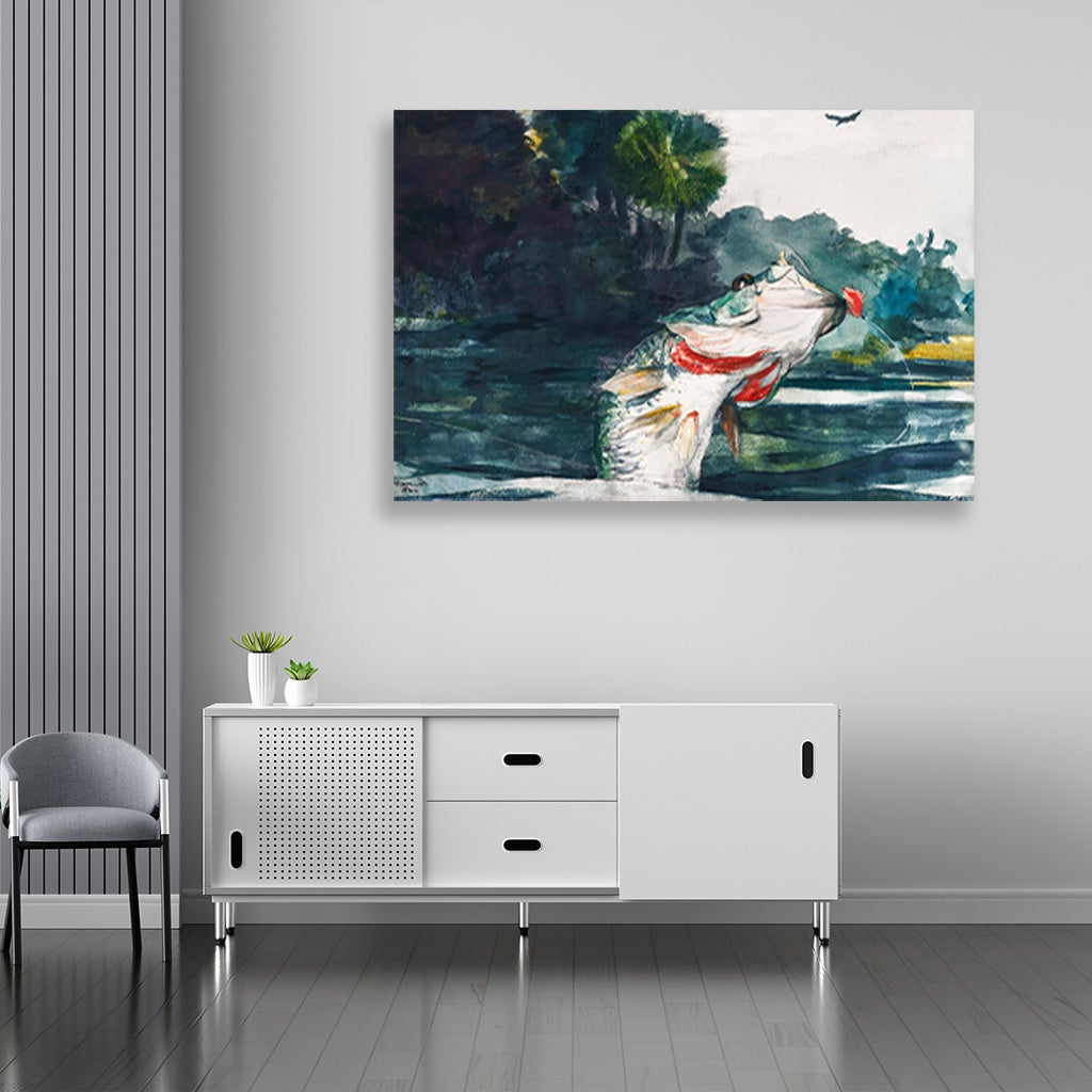 Life Size Black Bass painting - Meri Deewar 3 : 2 Horizontal Premium Wall Art Canvas by MeriDeewar