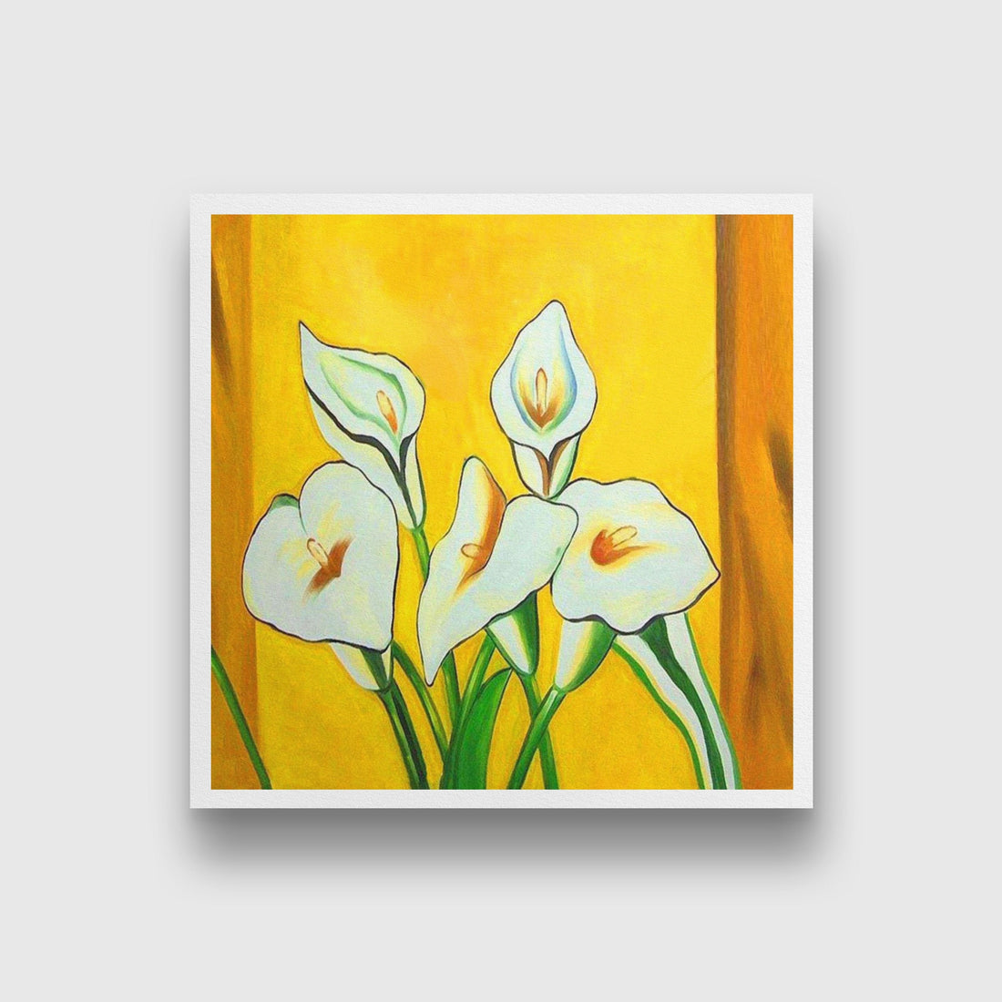 Lily Flower Painting - Meri Deewar 1 : 1 Square Premium Wall Art Canvas by MeriDeewar