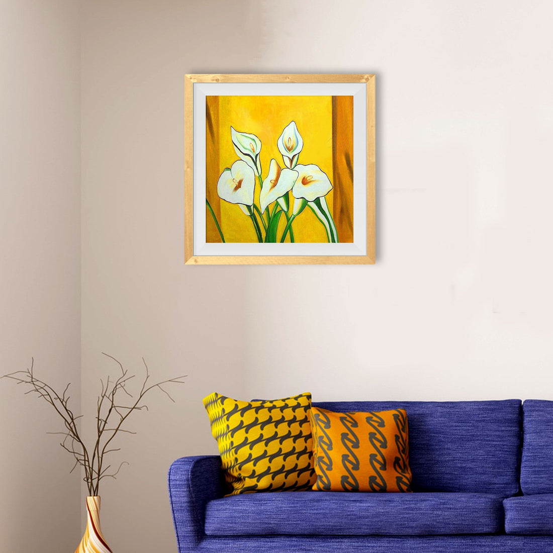 Lily Flower Painting - Meri Deewar 1 : 1 Square Premium Wall Art Canvas by MeriDeewar