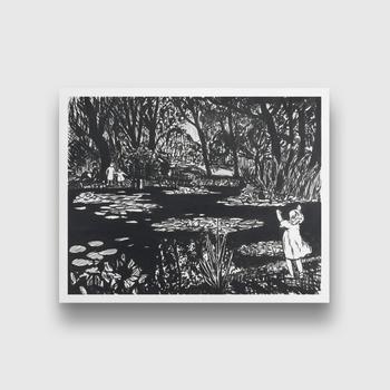 Lily Pond drawing Henry Lyman Saÿen Painting - MeriDeewar 4 :5 Vertical Premium Wall Art Canvas by MeriDeewar