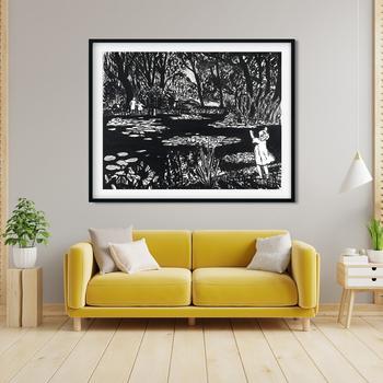 Lily Pond drawing Henry Lyman Saÿen Painting - MeriDeewar 4 :5 Vertical Premium Wall Art Canvas by MeriDeewar
