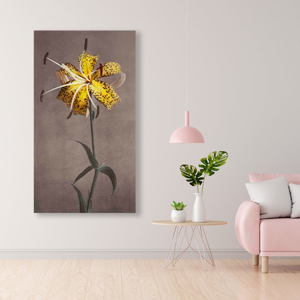 Lily Yellow painting 1 : 2 Vertical Premium Wall Art Canvas by MeriDeewar