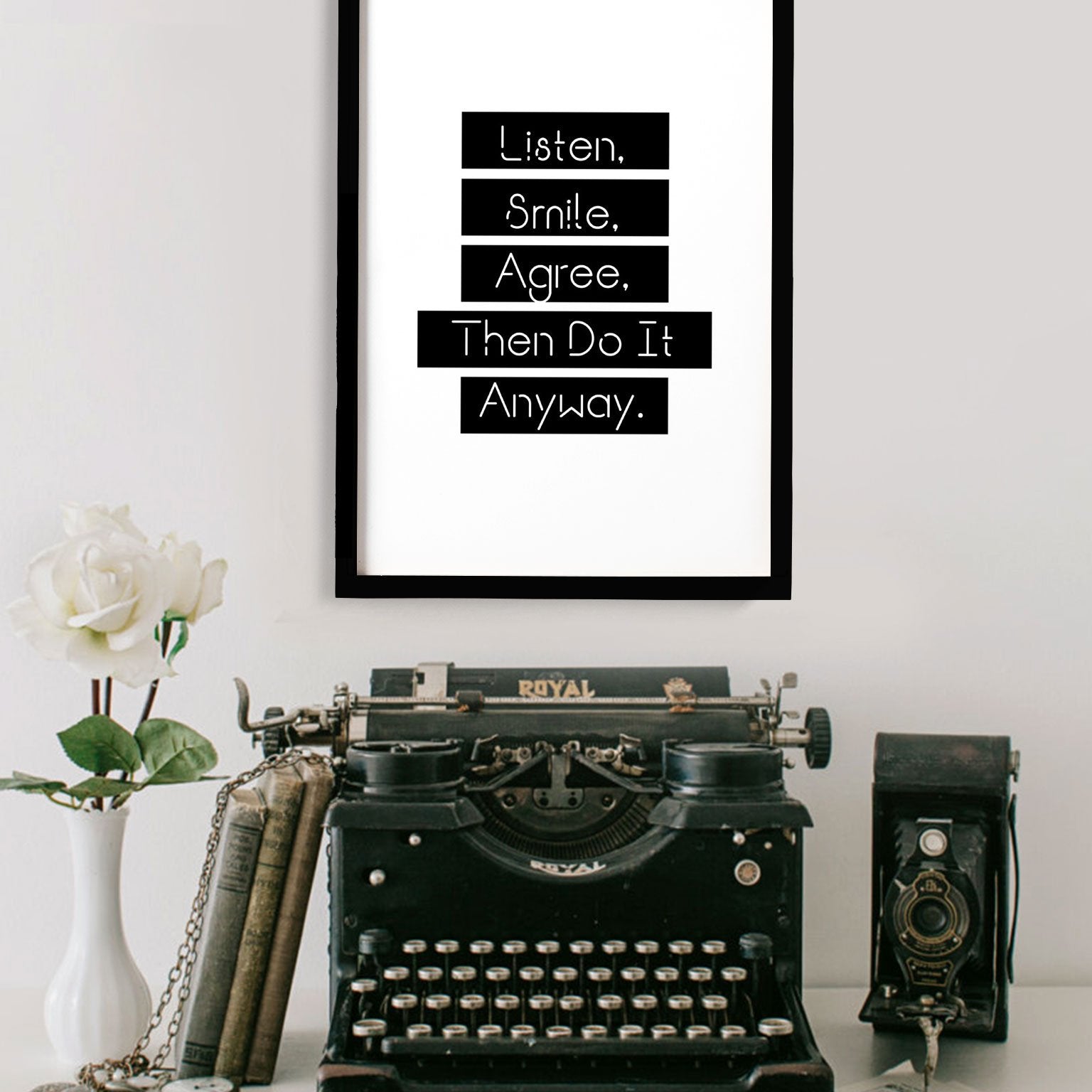 Listen, Smile, Agree_ Poster Poster A3 / Poster Premium Wall Art Canvas by MeriDeewar