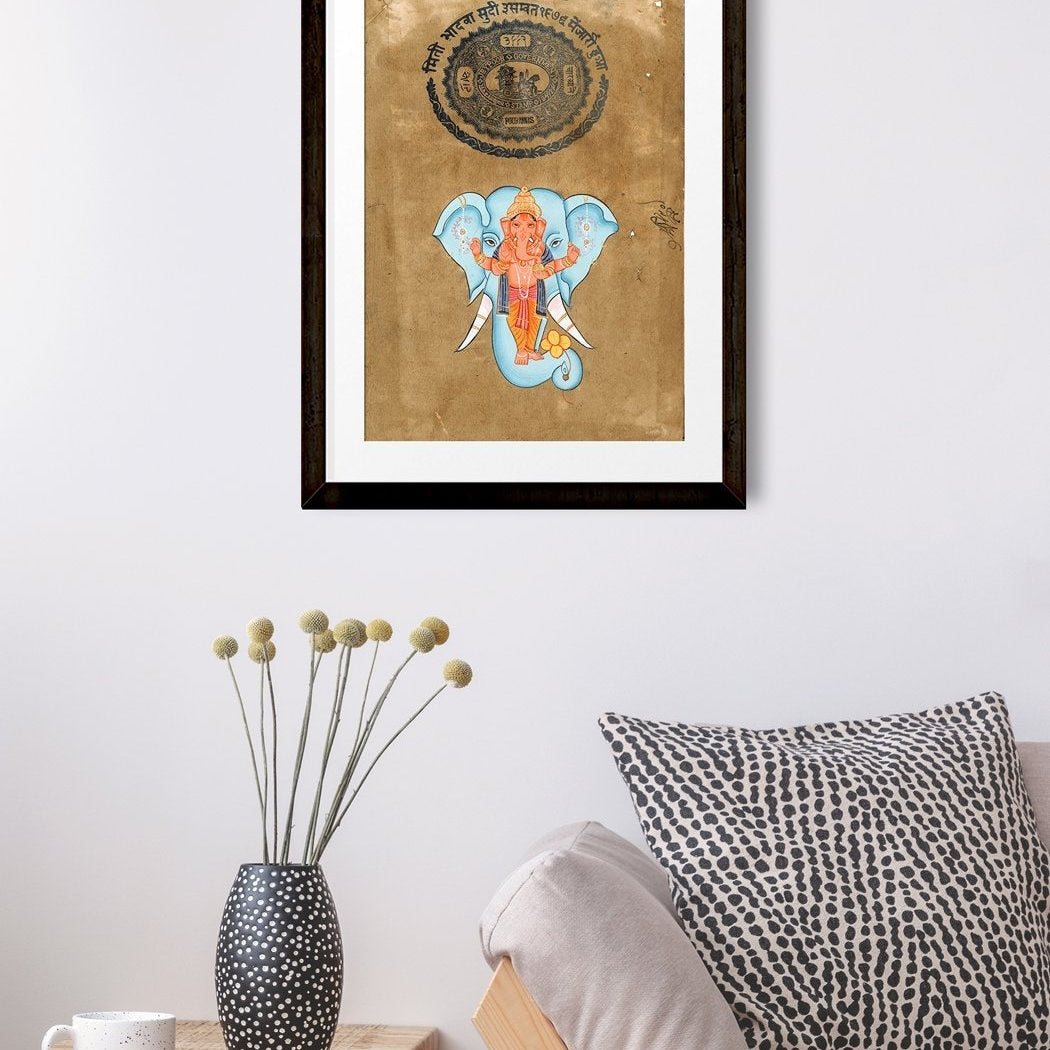 Lord Ganesh Painting - Meri Deewar 2 : 3 Vertical Premium Wall Art Canvas by MeriDeewar