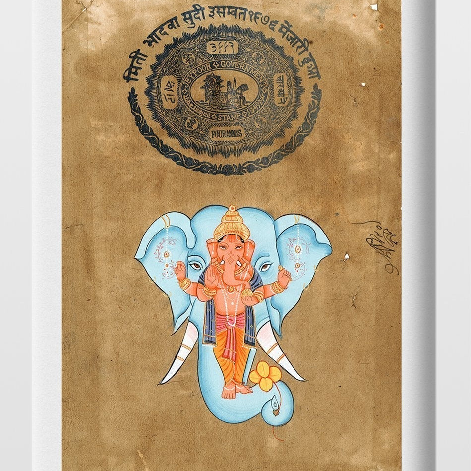 Lord Ganesh Painting - Meri Deewar 2 : 3 Vertical Premium Wall Art Canvas by MeriDeewar