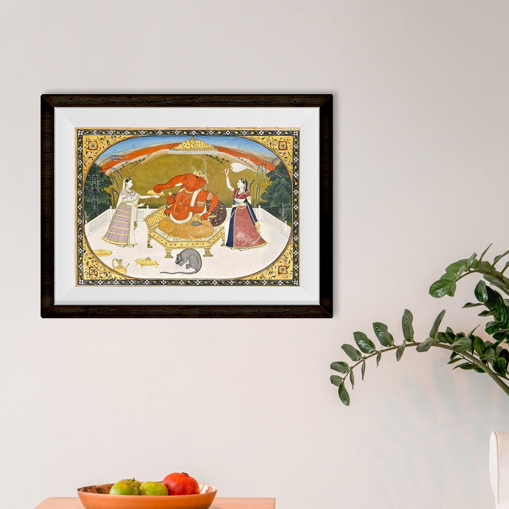 Lord Ganesh With Devotees Painting - Meri Deewar 3 : 2 Horizontal Premium Wall Art Canvas by MeriDeewar