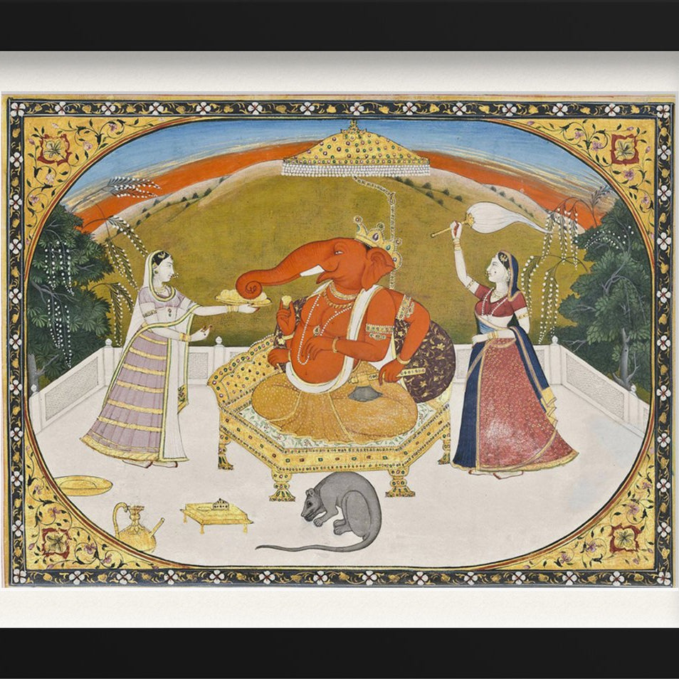 Lord Ganesh With Devotees Painting - Meri Deewar 3 : 2 Horizontal Premium Wall Art Canvas by MeriDeewar