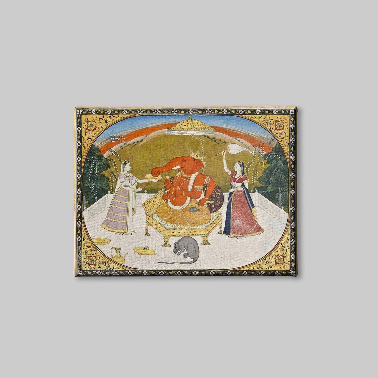 Lord Ganesh With Devotees Painting - Meri Deewar 3 : 2 Horizontal Premium Wall Art Canvas by MeriDeewar