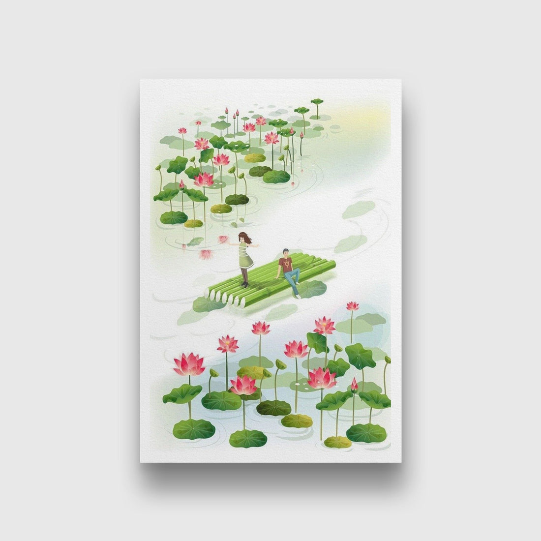 Lotus Garden Painting - Meri Deewar 2 : 3 Vertical Premium Wall Art Canvas by MeriDeewar