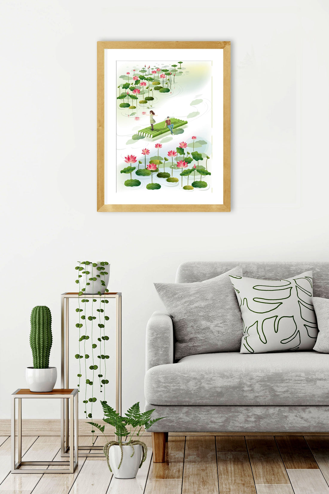 Lotus Garden Painting - Meri Deewar 2 : 3 Vertical Premium Wall Art Canvas by MeriDeewar