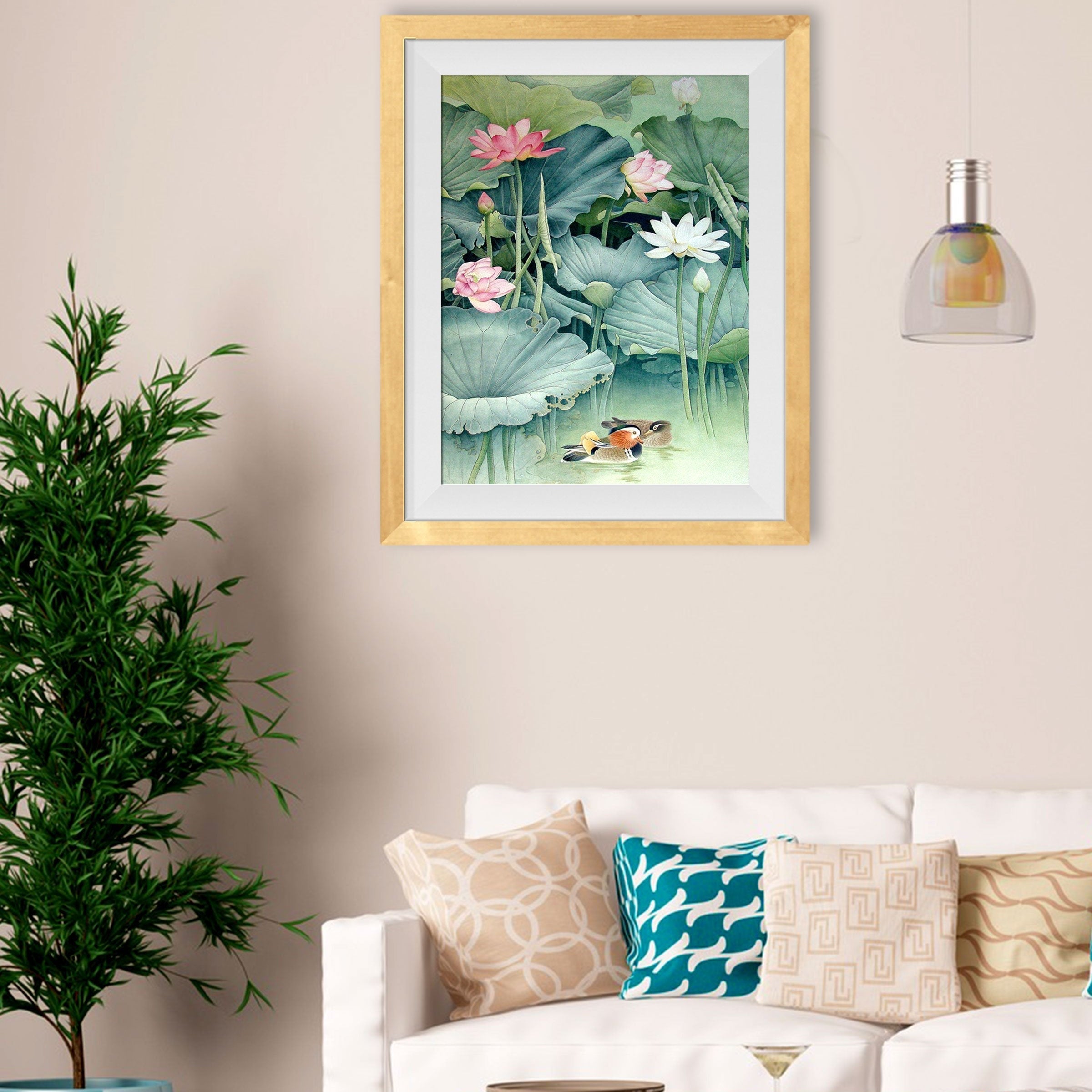 Lotus Garden Painting - Meri Deewar 2 : 3 Vertical Premium Wall Art Canvas by MeriDeewar