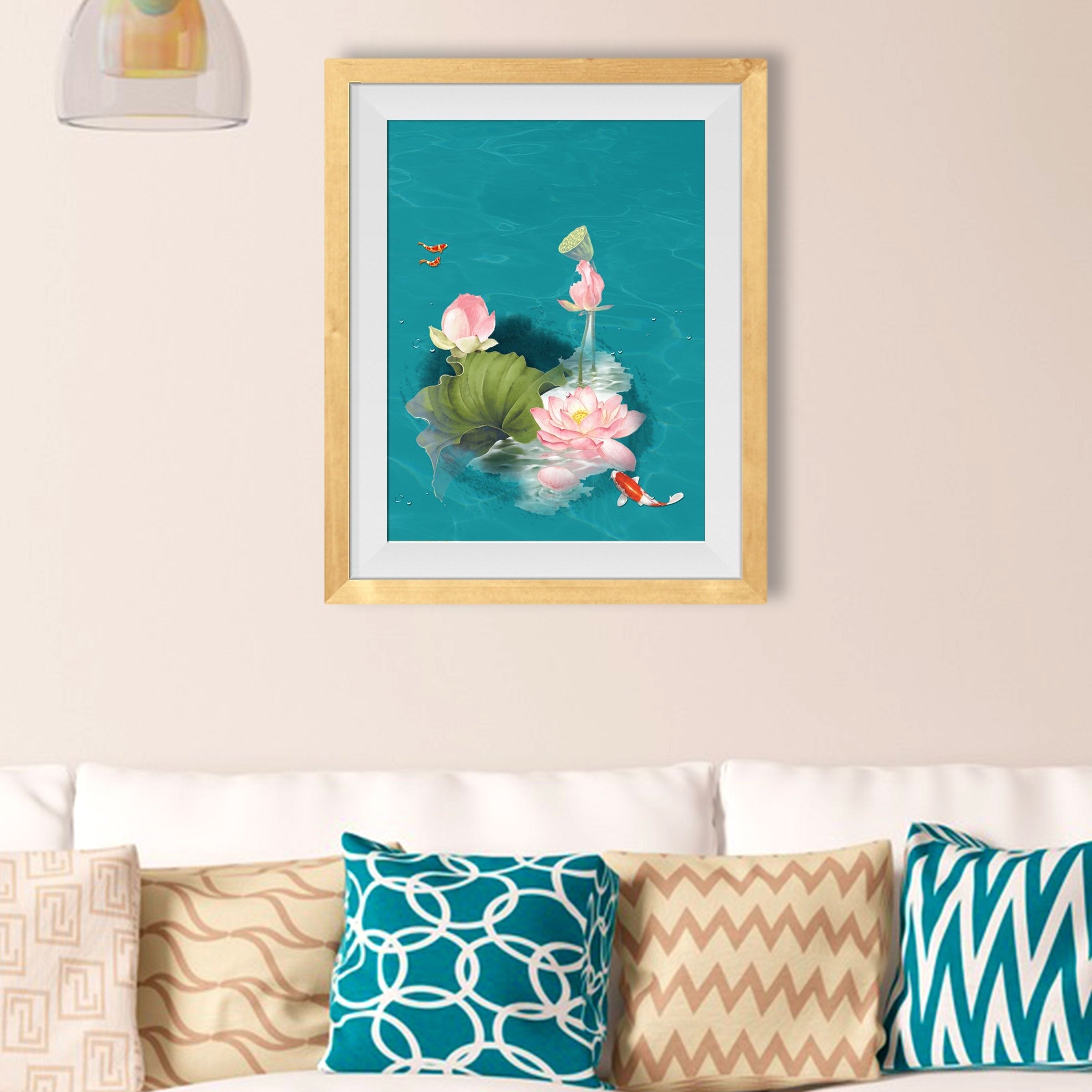 Lotus In Water Painting - Meri Deewar 2 : 3 Vertical Premium Wall Art Canvas by MeriDeewar