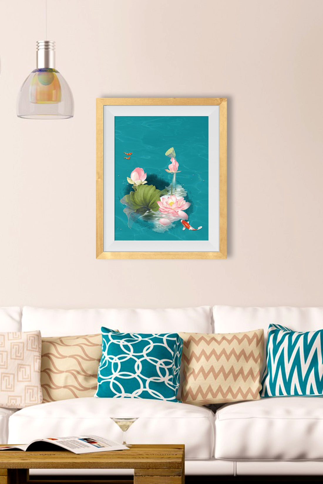 Lotus In Water Painting - Meri Deewar 2 : 3 Vertical Premium Wall Art Canvas by MeriDeewar