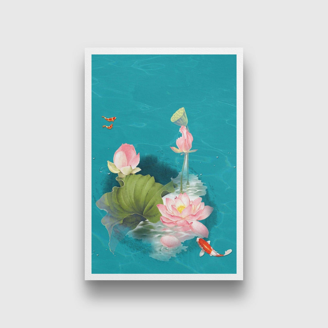 Lotus In Water Painting - Meri Deewar 2 : 3 Vertical Premium Wall Art Canvas by MeriDeewar