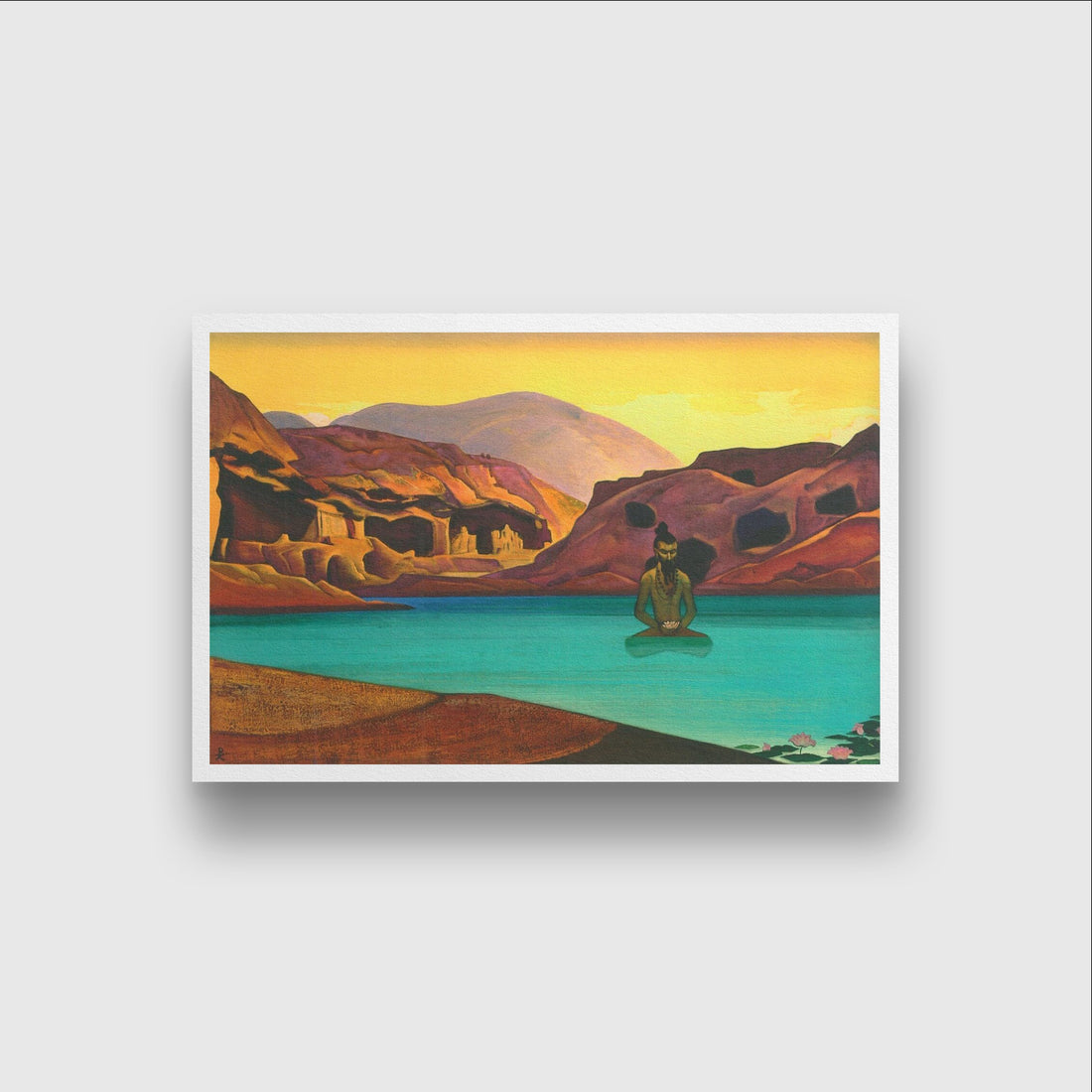 Lotus Painting - Meri Deewar 3 : 2 Horizontal Premium Wall Art Canvas by MeriDeewar