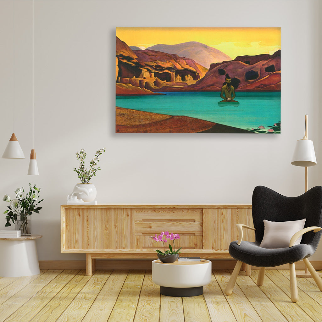 Lotus Painting - Meri Deewar 3 : 2 Horizontal Premium Wall Art Canvas by MeriDeewar