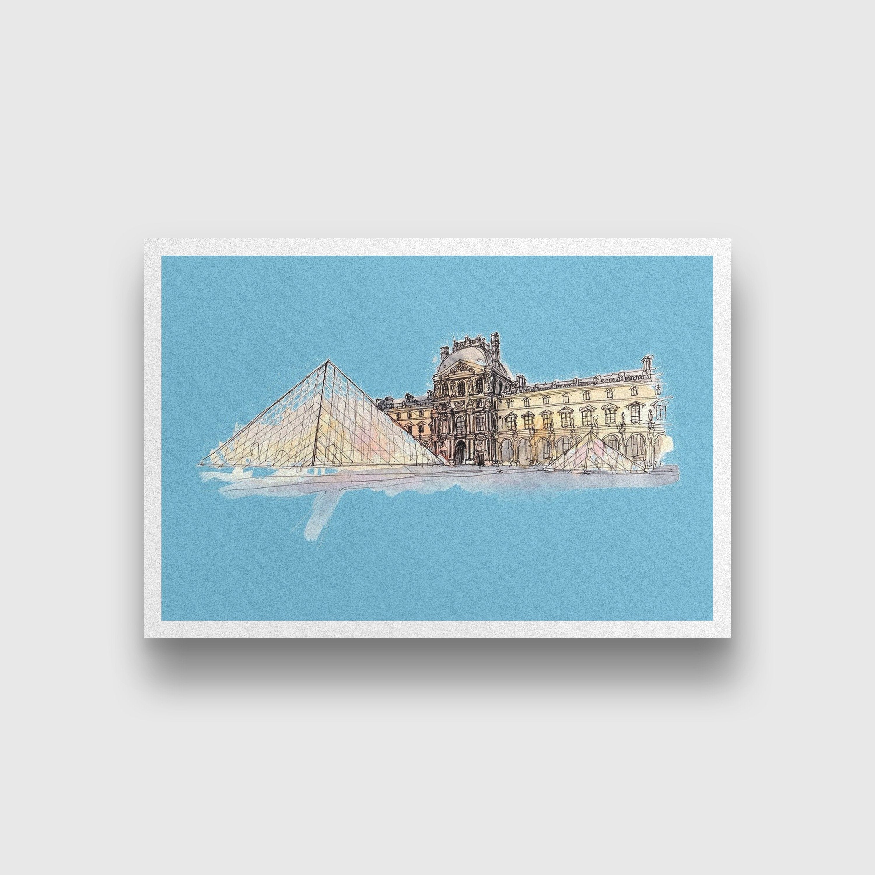 Louvre Museum Illustration Painting - Meri Deewar 3 : 2 Horizontal Premium Wall Art Canvas by MeriDeewar