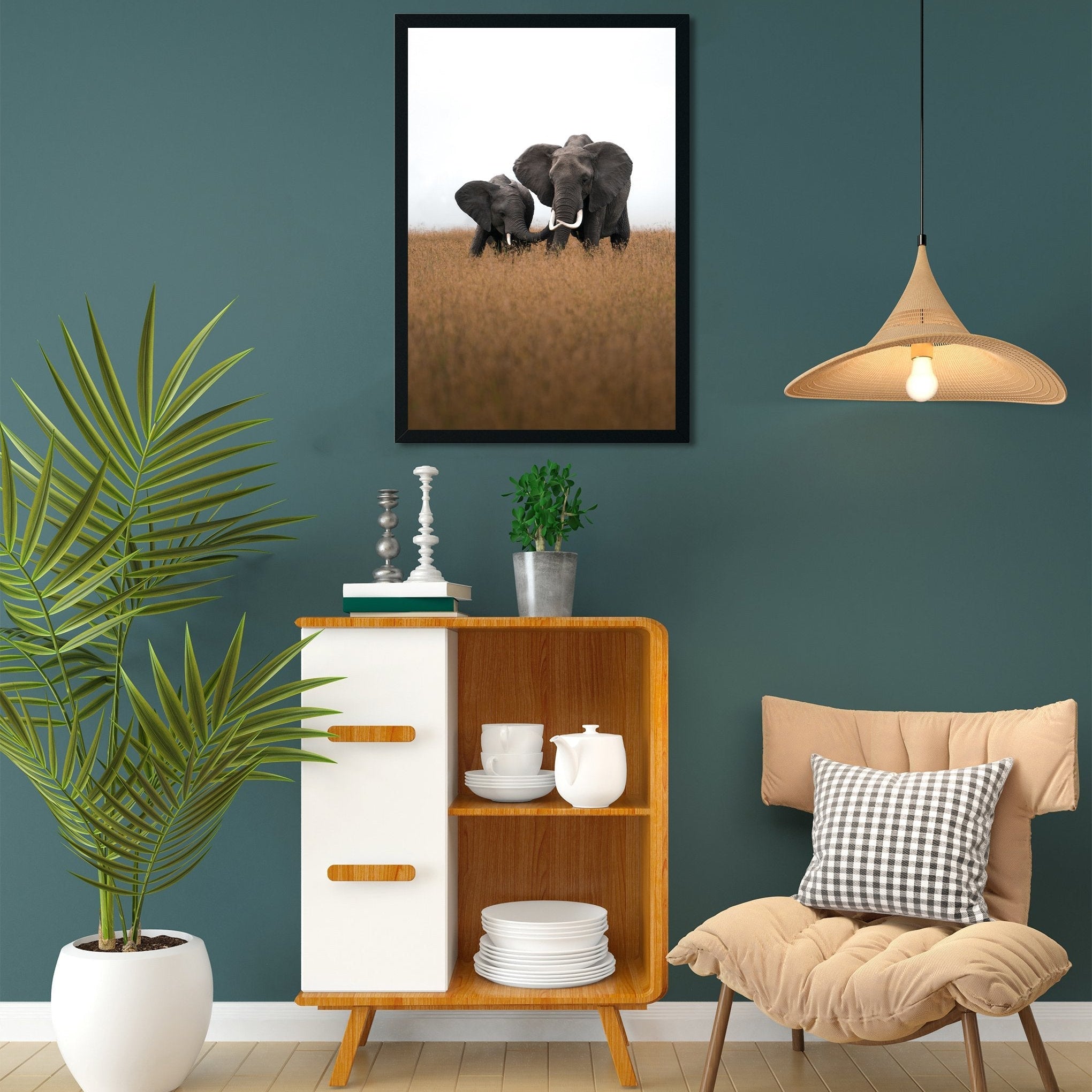 Loving Elephant mother and calf Painting - Meri Deewar 2 : 3 Vertical Premium Wall Art Canvas by MeriDeewar