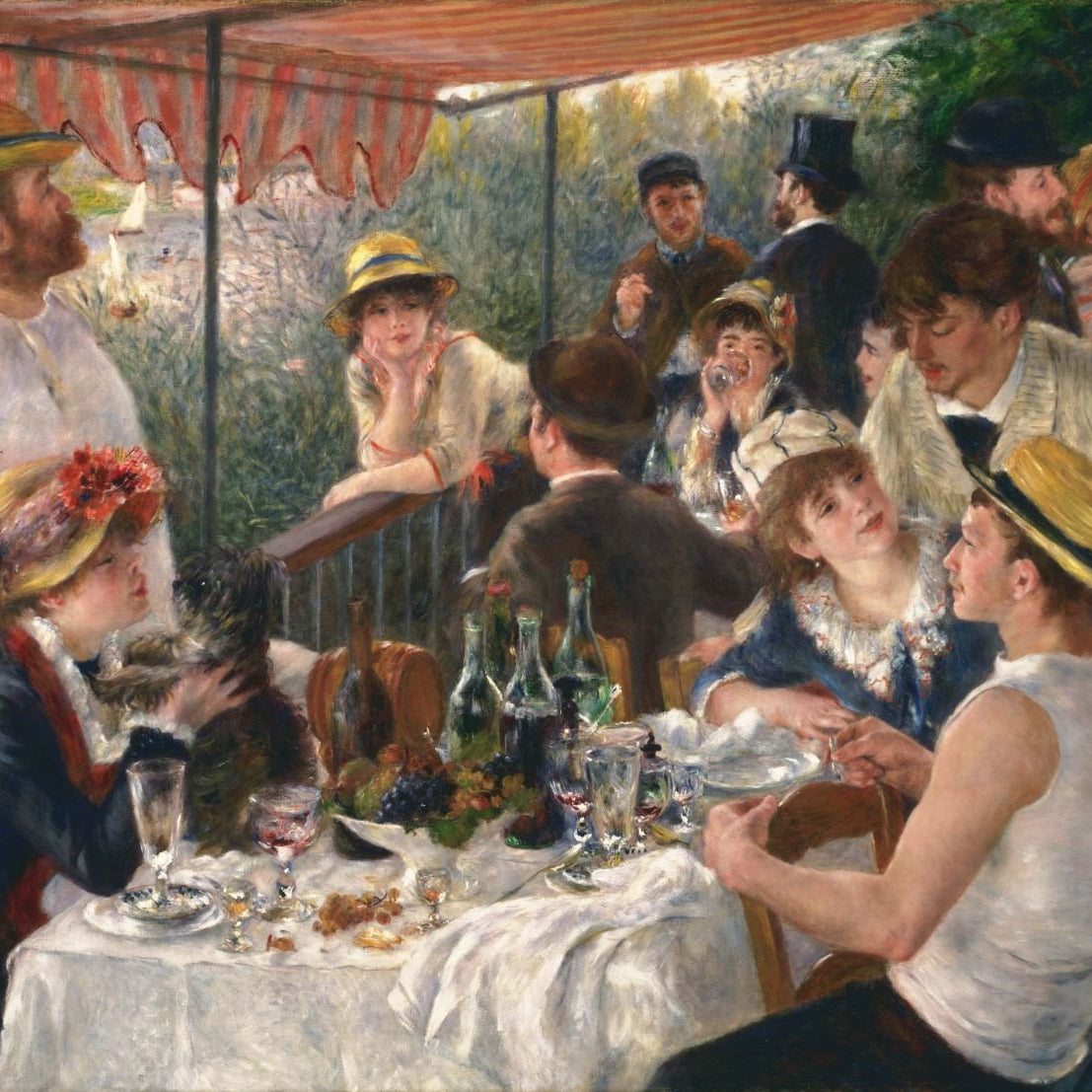 Lunch on the Boating Party Painting - Meri Deewar 4 : 3 Horizontal Premium Wall Art Canvas by MeriDeewar