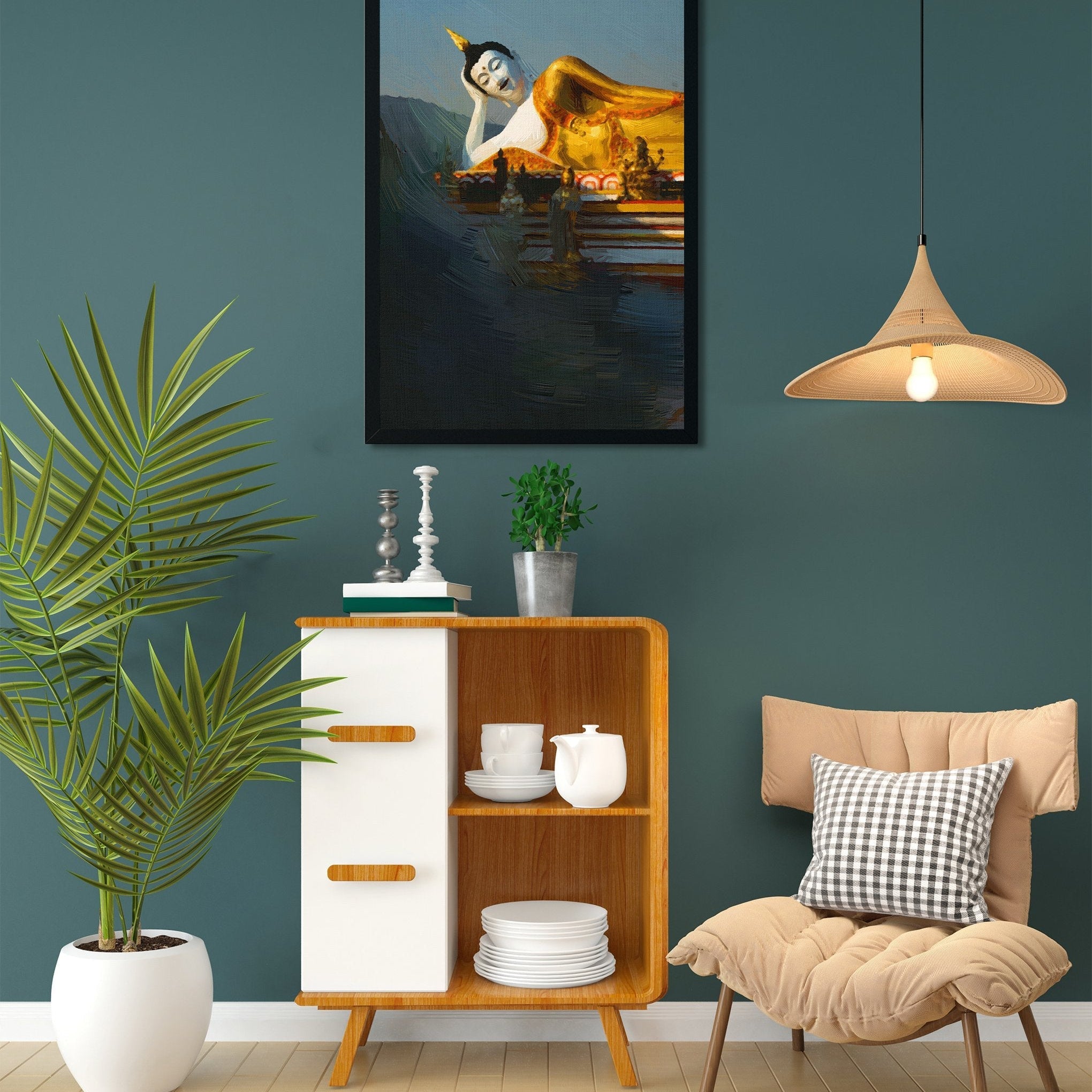 Lying Buddha statue Painting - Meri Deewar 2 : 3 Vertical Premium Wall Art Canvas by MeriDeewar