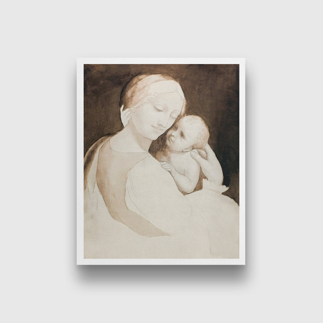 Madonna and Child, and Fragment of Woman’s Torso Painting - Meri Deewar 4 :5 Vertical Premium Wall Art Canvas by MeriDeewar