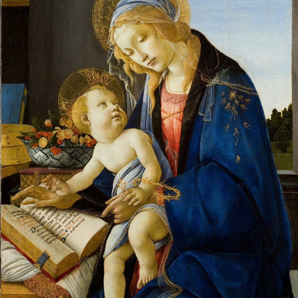 Madonna of the Book-Meri Deewar 2 : 3 Vertical Premium Wall Art Canvas by MeriDeewar